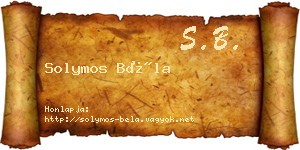Solymos Béla névjegykártya