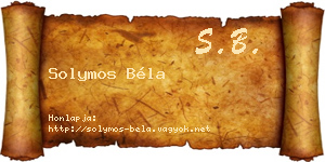 Solymos Béla névjegykártya